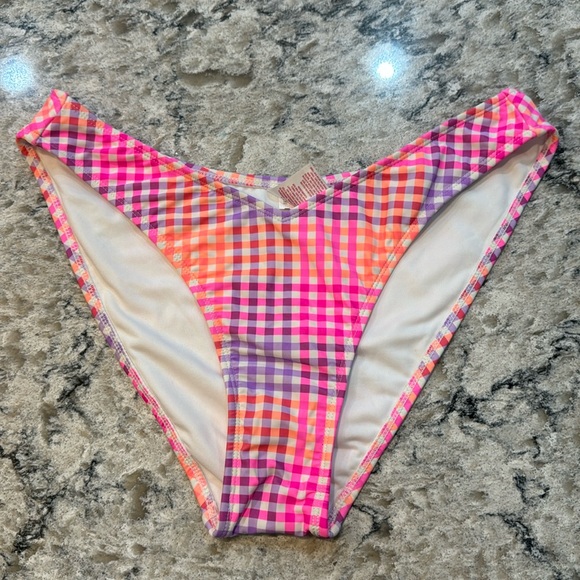 5/$15 Xhilaration | Neon Multicolor High Rise Checkered Bikini Bottom Size XL - Picture 4 of 12